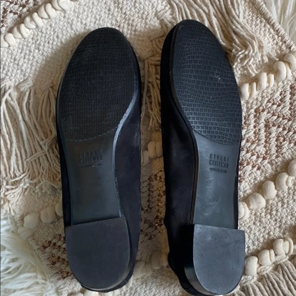 Stuart Weitzman Black Suede Nubuck Woven Flats